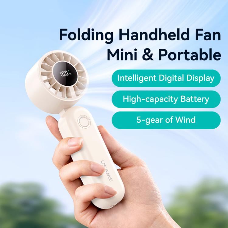USAMS ZB352 Digital Display Folding Handheld Mini Fan, ZB352 (Black), ZB352 (Beige)