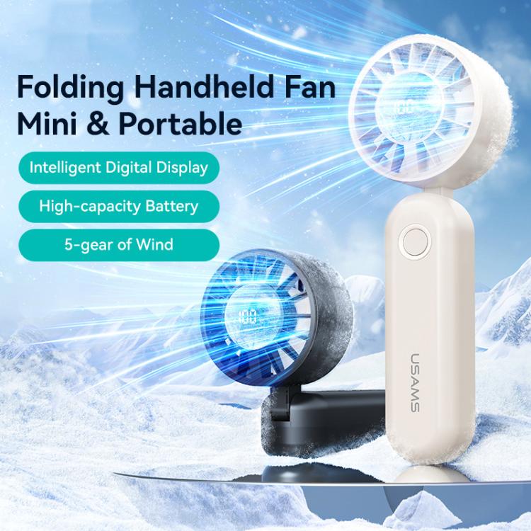 USAMS ZB352 Digital Display Folding Handheld Mini Fan, ZB352 (Black), ZB352 (Beige)