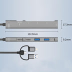 USB / Type-C / 8 Pin to 3.5mm, PD, 2 x USB, Type-C HUB Adapter 5 in 1 Docking Station, 5-in-1 3.5mm