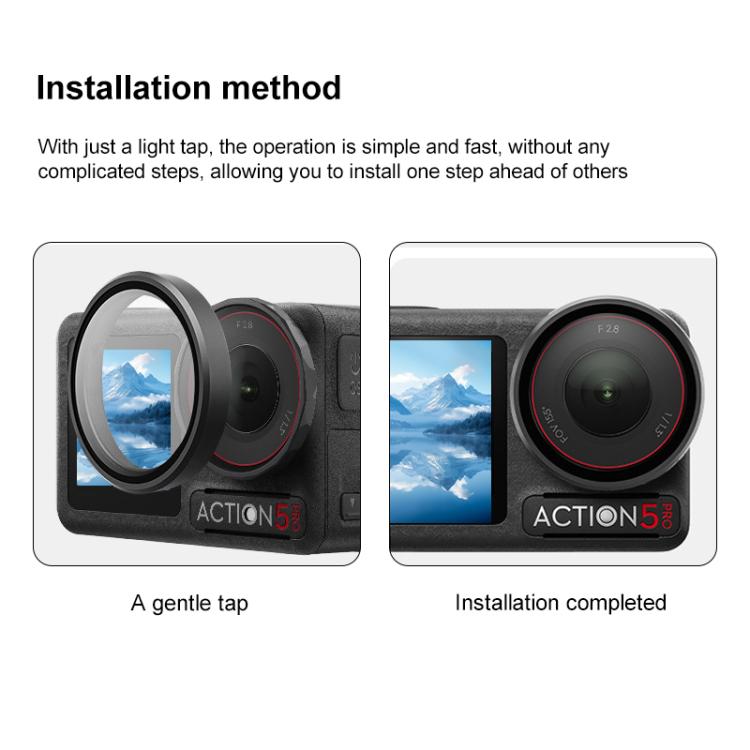 For DJI Action 5 Pro Camera Lens Filter, CPL, ND8, ND16, ND32, ND64, UV, Diffusion 1/4, ND8PL, ND16PL, ND32PL, ND64PL