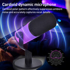 XTUGA ZX-777 XLR / USB-C Dynamic Microphone RGB Light Noise Reduction for Live, Desktop, Long Arm Bracket