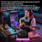 XTUGA ZX-777 XLR / USB-C Dynamic Microphone RGB Light Noise Reduction for Live, Desktop, Long Arm Bracket