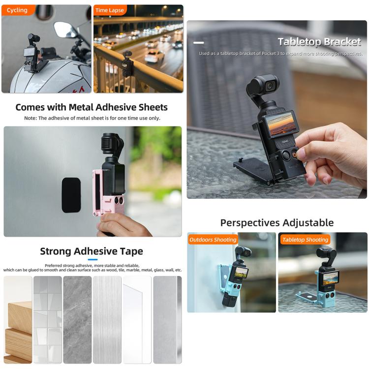 Sunnylife Magnetic Mount 1/4 Adapter Cold Shoe Tabletop Base Bracket Angles Adjustable Multi Expansion Mount, 761V2 For DJI OSMO Pocket 3