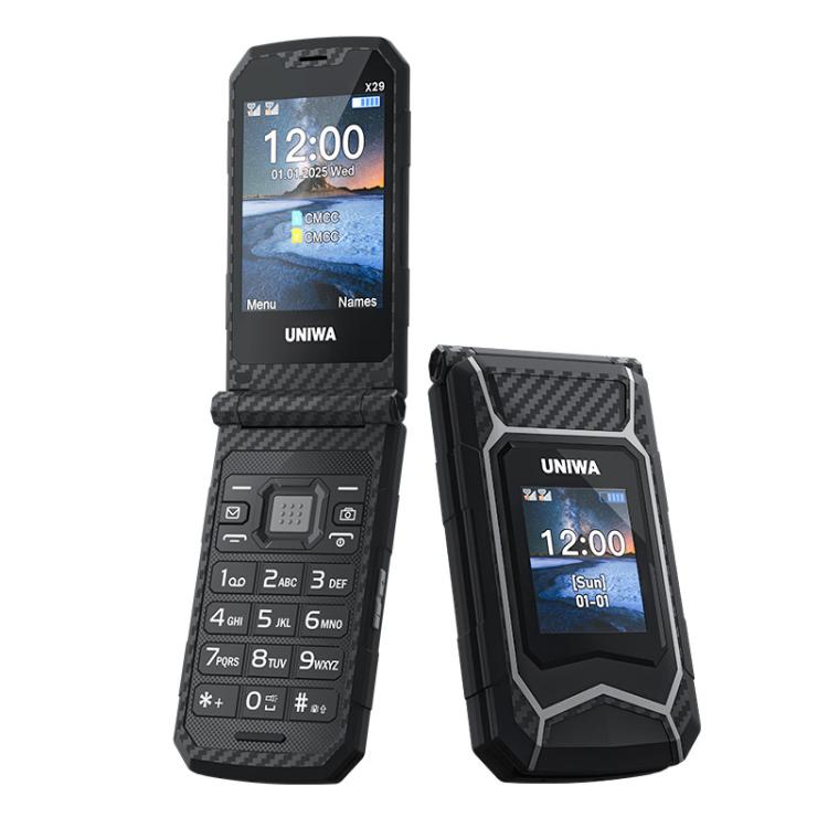 UNIWA X29 Keypad Flip Rugged Phone, 2.8 inch + 1.77 inch Double Screen, MT6261D, Network: 2G, EU Plug, US Plug, UK Plug, AU Plug