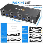 KCEVE KC-KVM302DP USB 3.0 Dual Monitor 8K 30Hz KVM Switch, US Plug, EU Plug, UK Plug, AU Plug