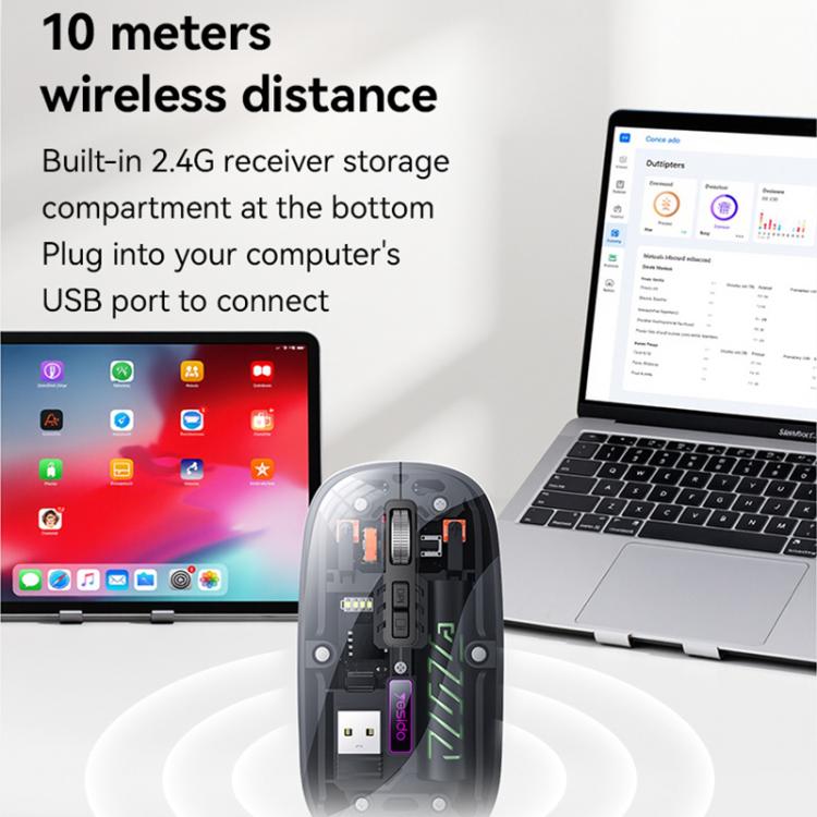 Yesido KB29 Transparent Bluetooth Dual Mode Wireless Mouse, KB29 (White), KB29 (Black)