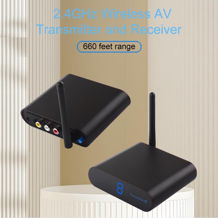 Measy AV220 2.4GHz Wireless Audio / Video Transmitter and Receiver, Distance: 200m, AV220 Black