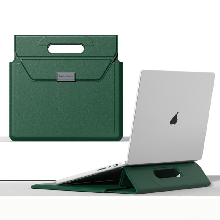 Handle Portable Laptop Briefcase PU Leather Laptop Sleeve with Foldable Stand, For 13 / 14 inch, For 15 / 16.1 inch
