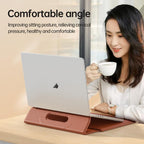 Handle Portable Laptop Briefcase PU Leather Laptop Sleeve with Foldable Stand, For 13 / 14 inch, For 15 / 16.1 inch