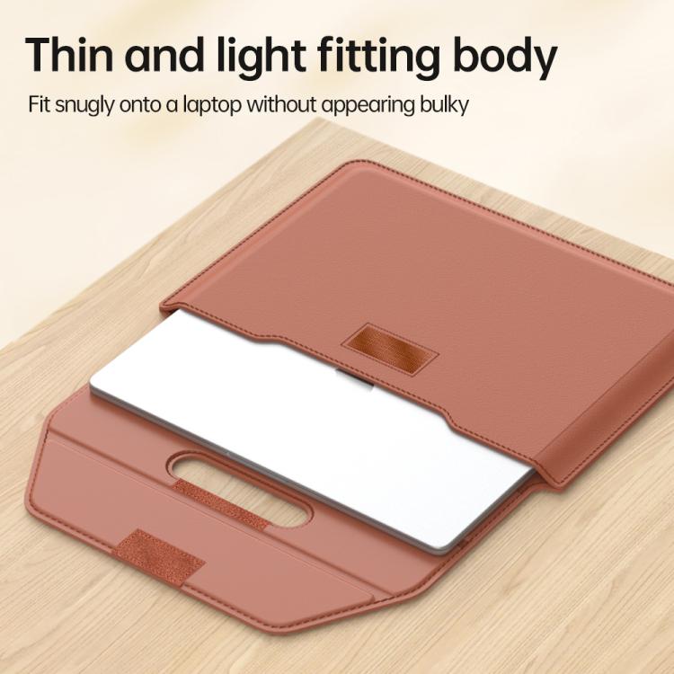 Handle Portable Laptop Briefcase PU Leather Laptop Sleeve with Foldable Stand, For 13 / 14 inch, For 15 / 16.1 inch