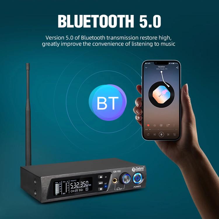 DEBRA ER-102 Professional Stage Wireless Audio Return Monitoring System with One Receiver, 1TX to 1RX