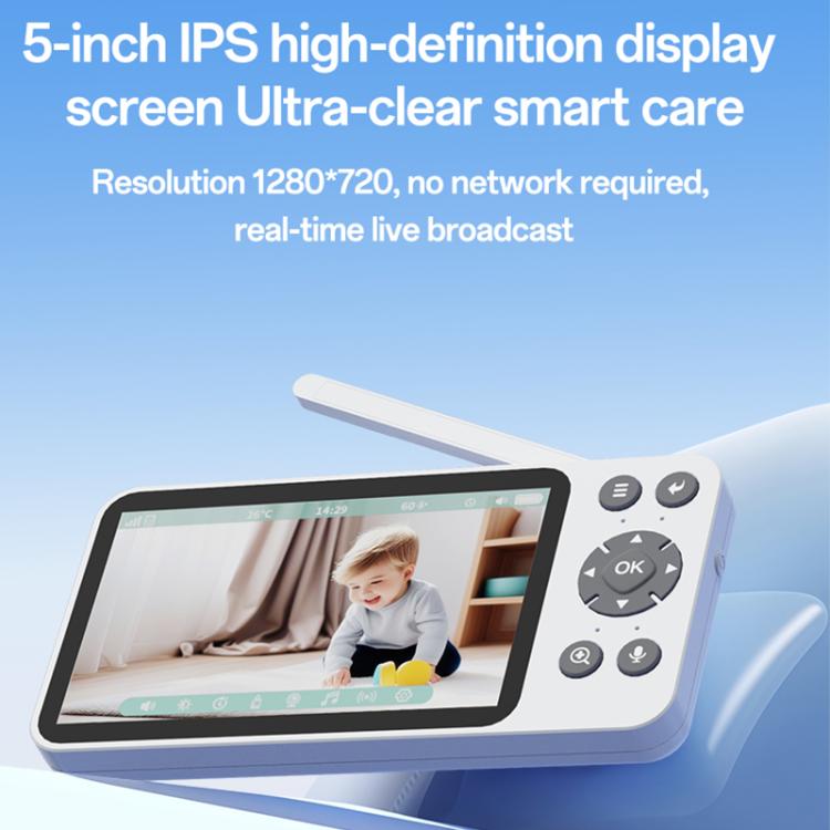 Yesido KM28 5 inch LCD Screen 2.4G WiFi Baby Monitor Care Camera, Plug: UK Plug, KM28