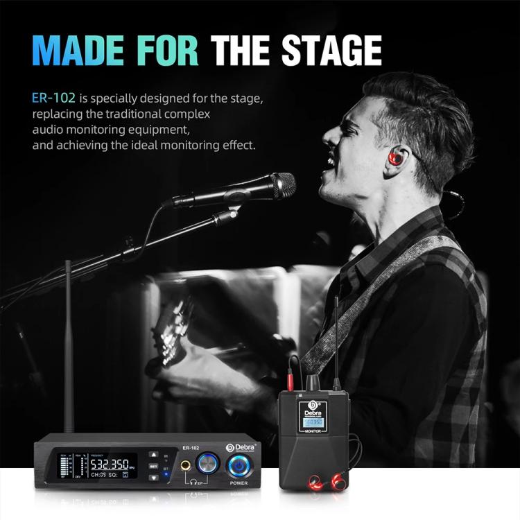 DEBRA ER-102 Wireless Audio Return Monitoring Receiver + Earphones, 1RX
