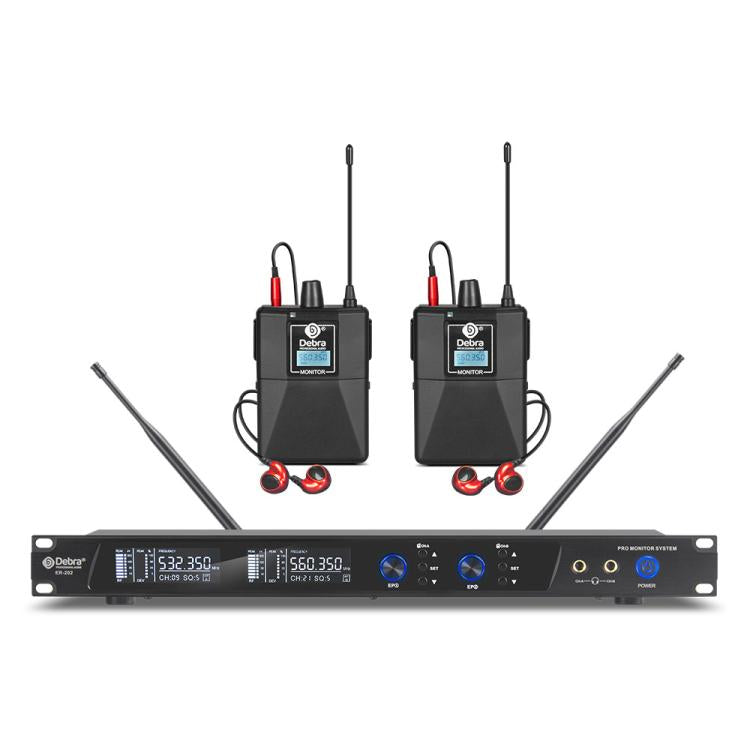 DEBRA ER-202 Professional Stage Wireless Audio Return Monitoring System with Two Receivers, ER-202