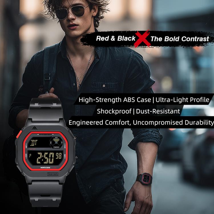 NORTH EDGE X1 Outdoor Single Display Square Waterproof Luminous Electronic Watch