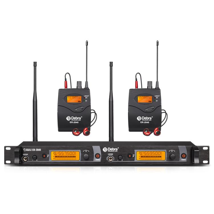 DEBRA ER-2040 Professional Stage Wireless Audio Return Monitoring System with Two Receivers, ER-2040