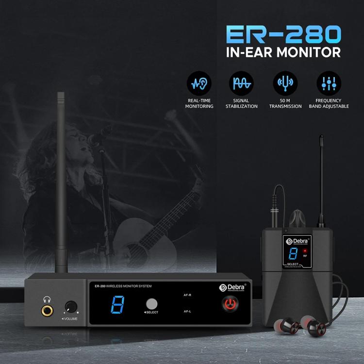 DEBRA ER-280 Professional Stage Wireless Audio Return Monitoring System with One Receivers, ER-280