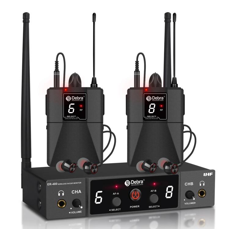 DEBRA ER-480 Professional Stage Wireless Audio Return Monitoring System with Two Receivers, ER-480