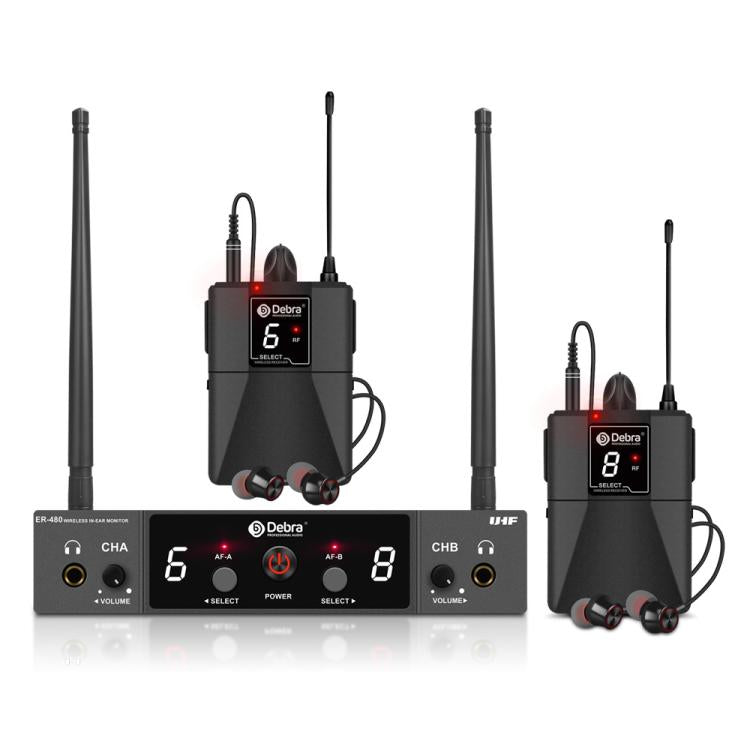 DEBRA ER-480 Professional Stage Wireless Audio Return Monitoring System with Two Receivers, ER-480