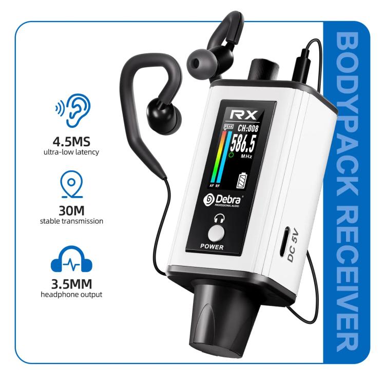 DEBRA EMX-1 Portable Wireless Monitor System Receiver + Earphones, RX & Earphones