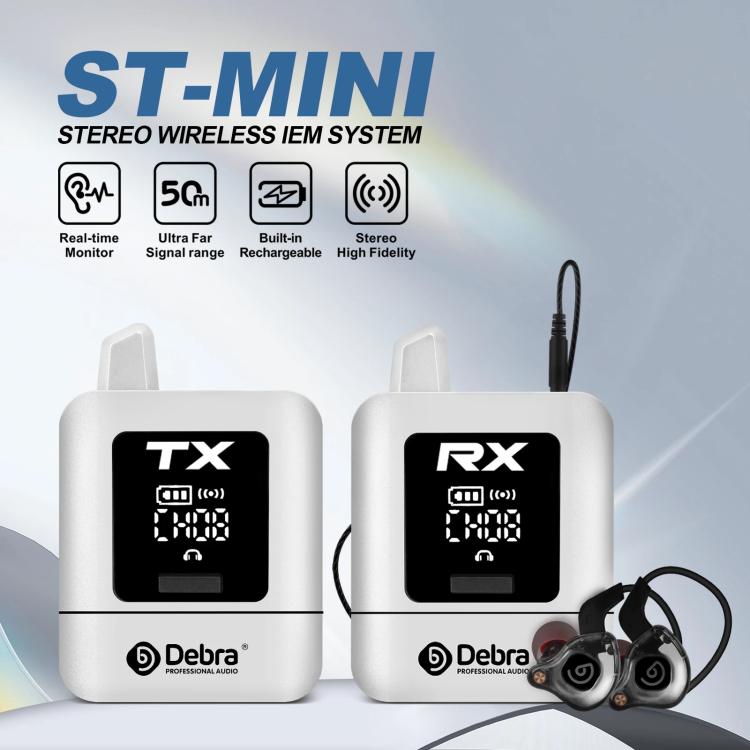 DEBRA ST-mini 2.4G Stereo Wireless Monitor System Receiver + Earphones, RX & Earphones