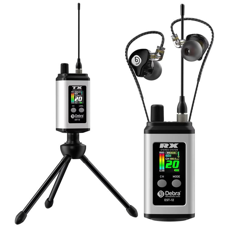 DEBRA EST-12 Portable Stereo Wireless Monitor System Transmitter & Receiver, EST-12