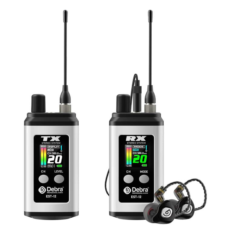 DEBRA EST-12 Portable Stereo Wireless Monitor System Transmitter & Receiver, EST-12