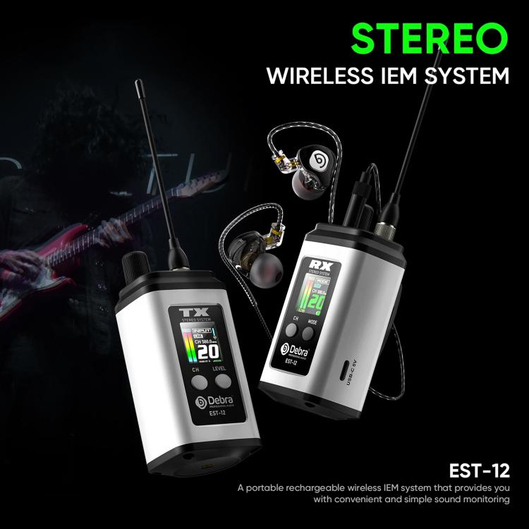 DEBRA EST-12 Portable Stereo Wireless Monitor System Transmitter & Receiver, EST-12