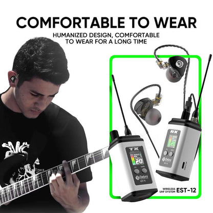 DEBRA EST-12 Portable Stereo Wireless Monitor System Transmitter & Receiver, EST-12