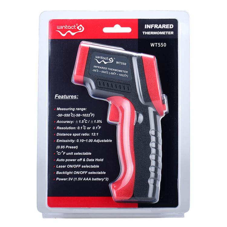 Wintact WT550 Portable Infrared Thermometer, Measuring Range: -50 to 550 Degrees Celsius, WT550