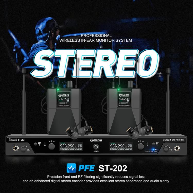 DEBRA ST-202 Professional Stage Wireless Audio Return Monitoring System with Two Receivers, ST-202
