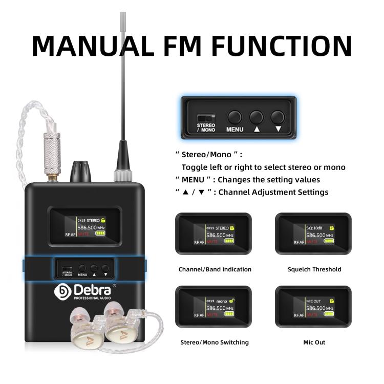DEBRA SW-1 Professional Stage Wireless Stereo Monitor System with One Receivers, SW-1