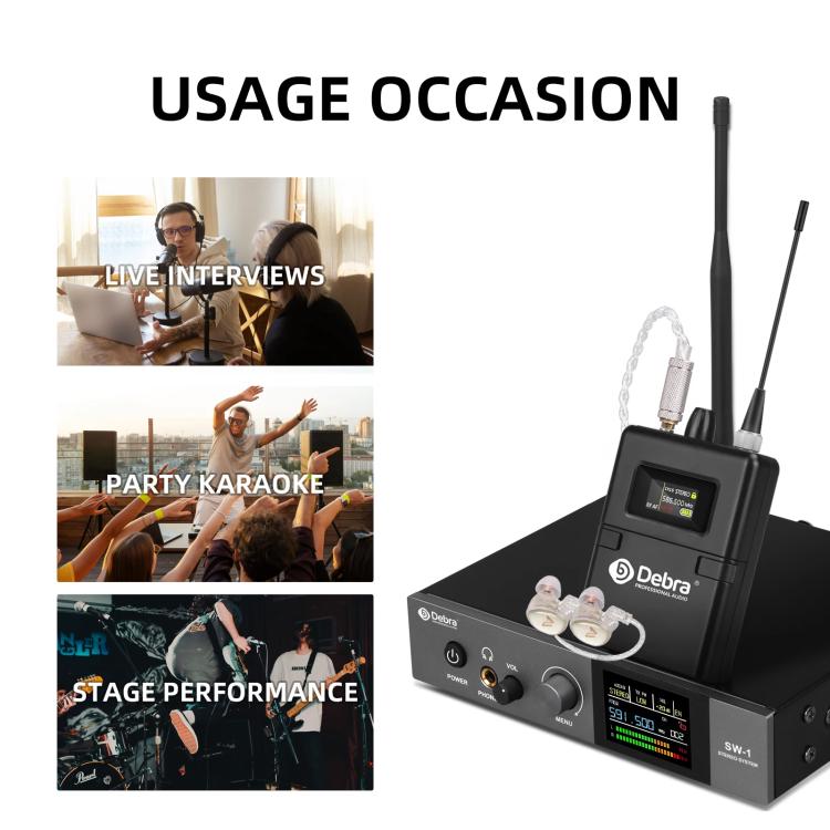 DEBRA SW-1 Professional Stage Wireless Stereo Monitor System with One Receivers, SW-1