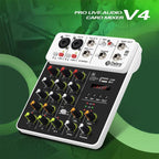 DEBRA V4 4-Channels Audio Mixer with Reverb Sound Card for Live Streaming, V4