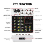 DEBRA V4 4-Channels Audio Mixer with Reverb Sound Card for Live Streaming, V4