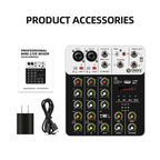 DEBRA V4 4-Channels Audio Mixer with Reverb Sound Card for Live Streaming, V4