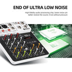 DEBRA V4 4-Channels Audio Mixer with Reverb Sound Card for Live Streaming, V4