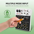 DEBRA V4 4-Channels Audio Mixer with Reverb Sound Card for Live Streaming, V4