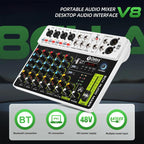 DEBRA V8 8-Channels Audio Mixer Live Recording Reverb, V8, 8V4