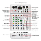 DEBRA PRMX-6 4-Channels Audio Mixer DSP Reverb for Live Recording, PRMX-6