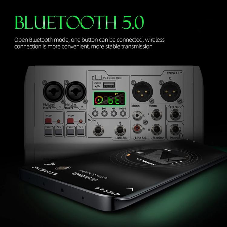 DEBRA PRMX-6 4-Channels Audio Mixer DSP Reverb for Live Recording, PRMX-6
