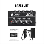 DEBRA M094 4-Channels Audio Mixer Musical Instrument Live Streaming Reverb, US Plug, EU Plug, AU Plug, UK Plug