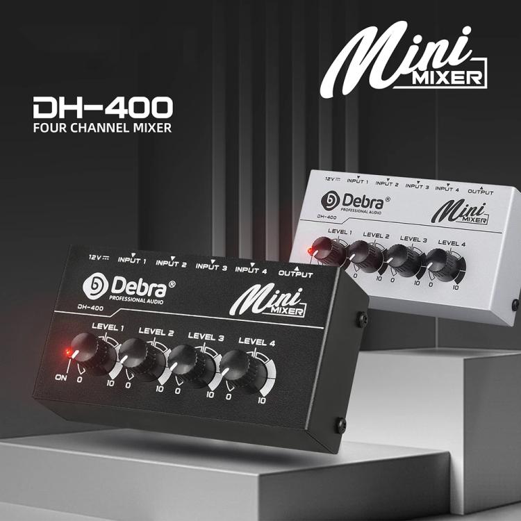 DEBRA M094 4-Channels Audio Mixer Musical Instrument Live Streaming Reverb, US Plug, EU Plug, AU Plug, UK Plug