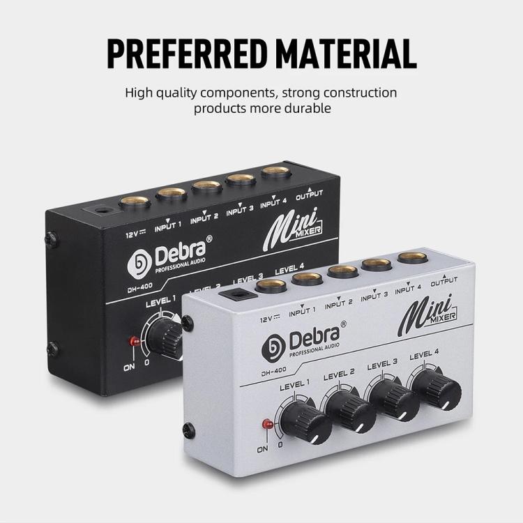 DEBRA M094 4-Channels Audio Mixer Musical Instrument Live Streaming Reverb, US Plug, EU Plug, AU Plug, UK Plug