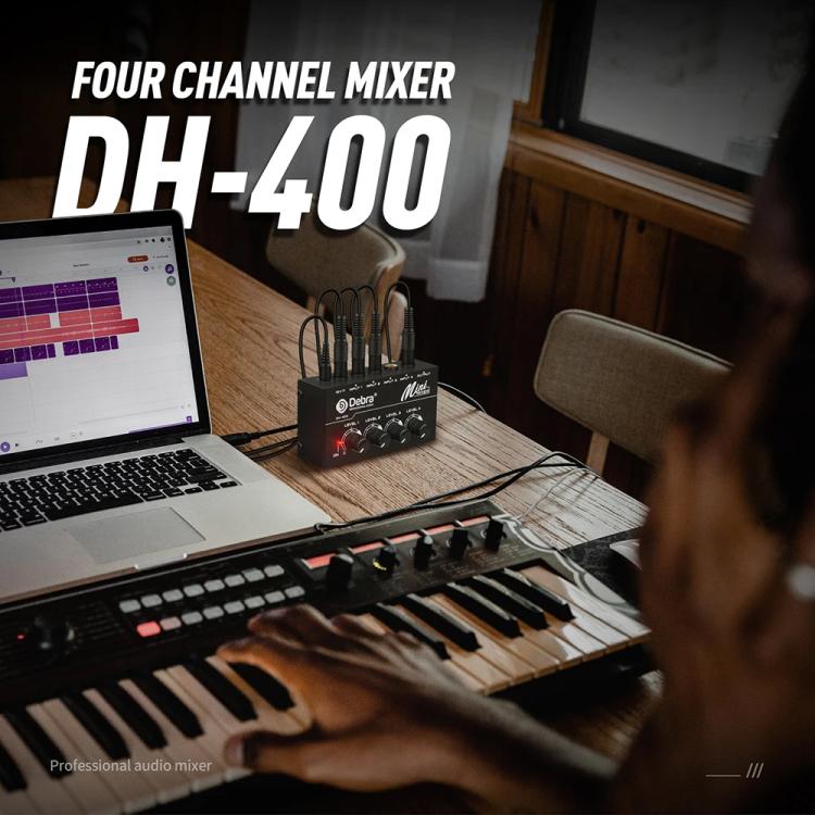 DEBRA M094 4-Channels Audio Mixer Musical Instrument Live Streaming Reverb, US Plug, EU Plug, AU Plug, UK Plug