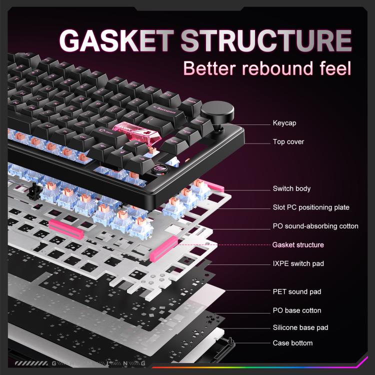 ONIKUMA MT706 81-Keys Hot Swappable Triple Mode Mechanical Keyboard, MT706