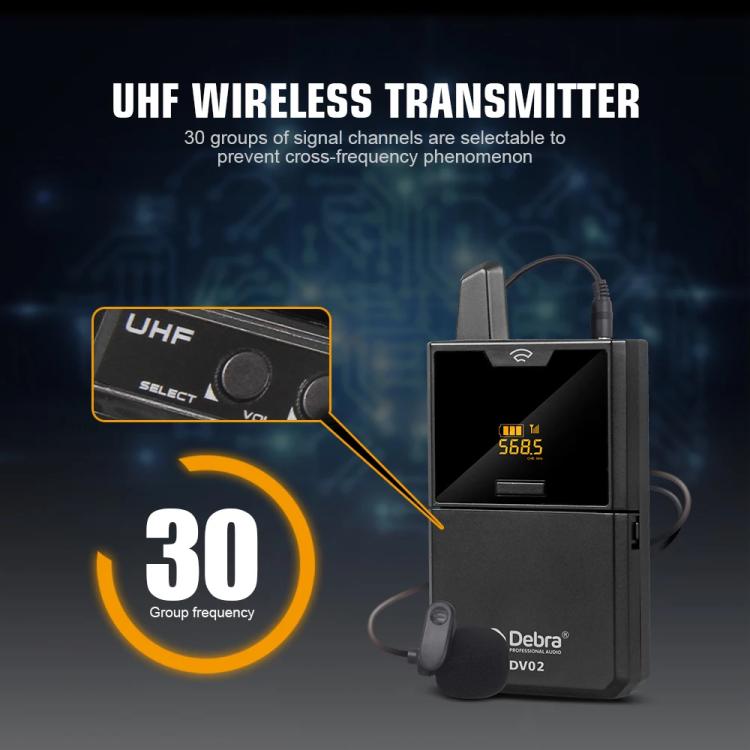 DEBRA DV-01 Wireless Lavalier Microphone TX & RX Outdoor Interview Live Broadcast, DV-01