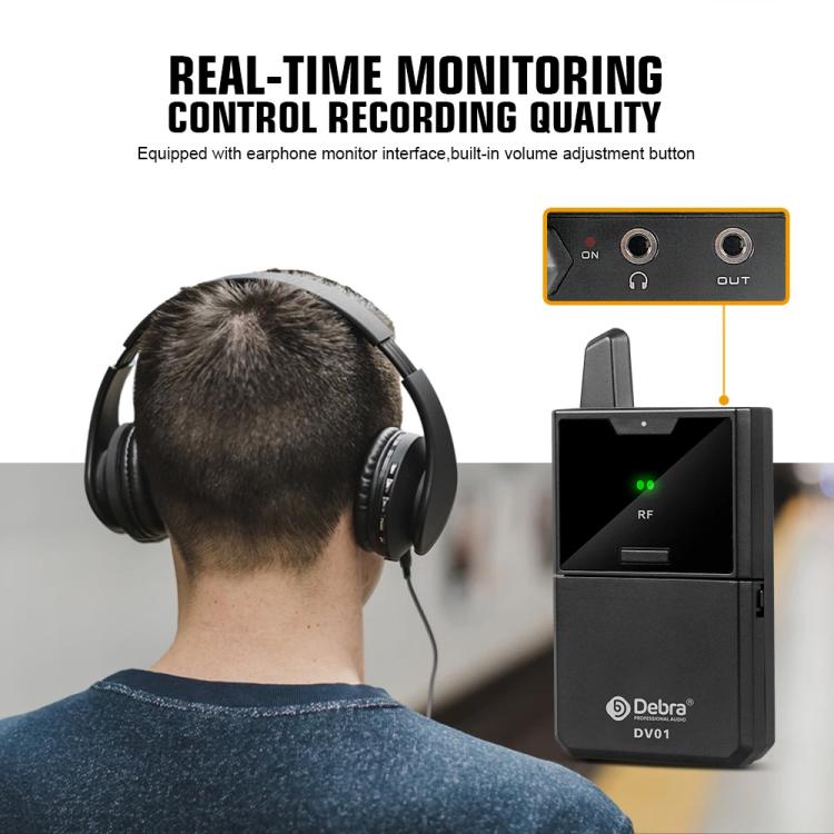 DEBRA DV-01 Wireless Lavalier Microphone TX & RX Outdoor Interview Live Broadcast, DV-01