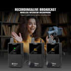 DEBRA DV-02 Wireless Lavalier Microphone TX & 2RX Outdoor Interview Live Broadcast, DV-02
