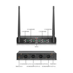 DEBRA AU-400 UHF Wireless Microphone System 4-in-1 for Performance Conference KTV, 4 Handheld Mic, 2 Handheld +2 Bodypack, 4 Bodypack Mic